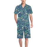 butterfly leaves pattern Men's V-Neck Short Pajama Set