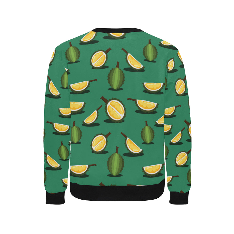 Durian pattern green background Men's Crew Neck Sweatshirt
