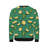 Durian pattern green background Men's Crew Neck Sweatshirt