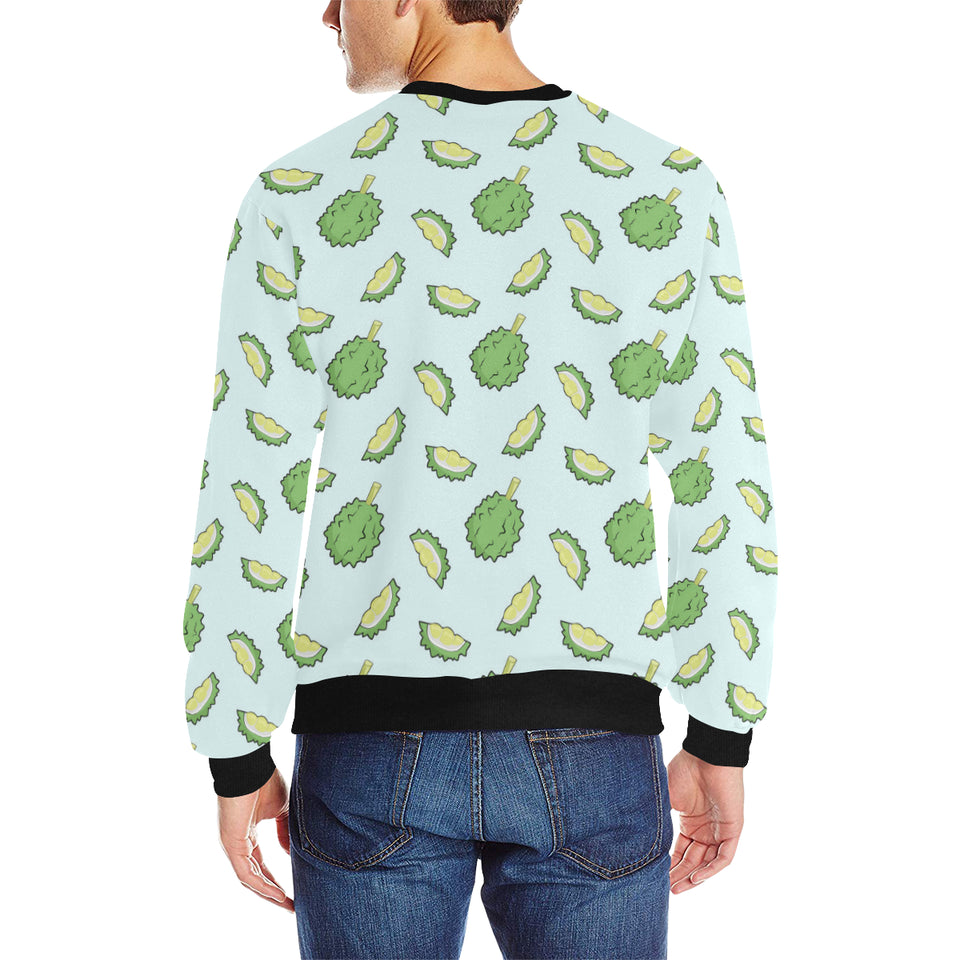 Durian pattern blue background Men's Crew Neck Sweatshirt