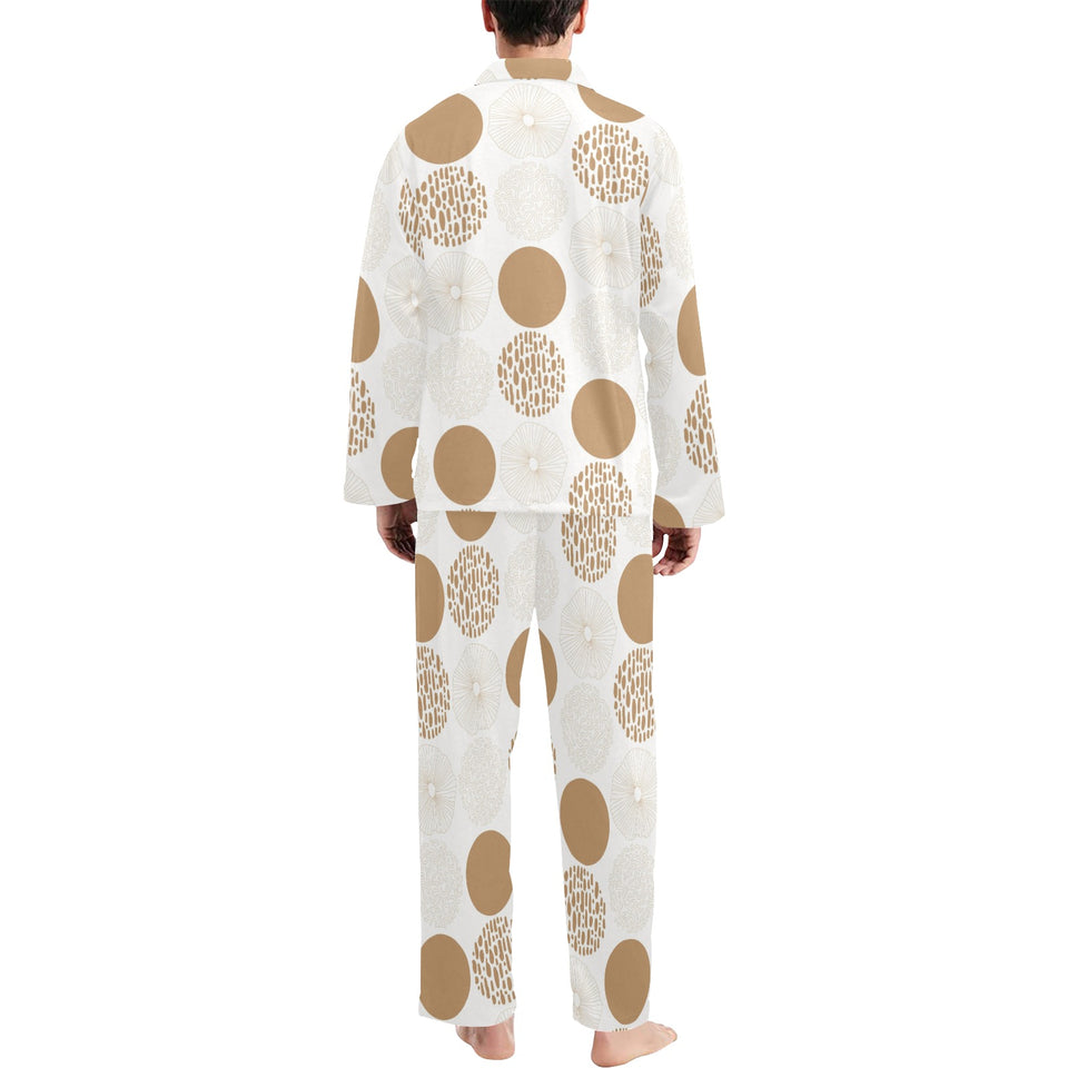 Gold Texture mushroom pattern Men's Long Pajama Set