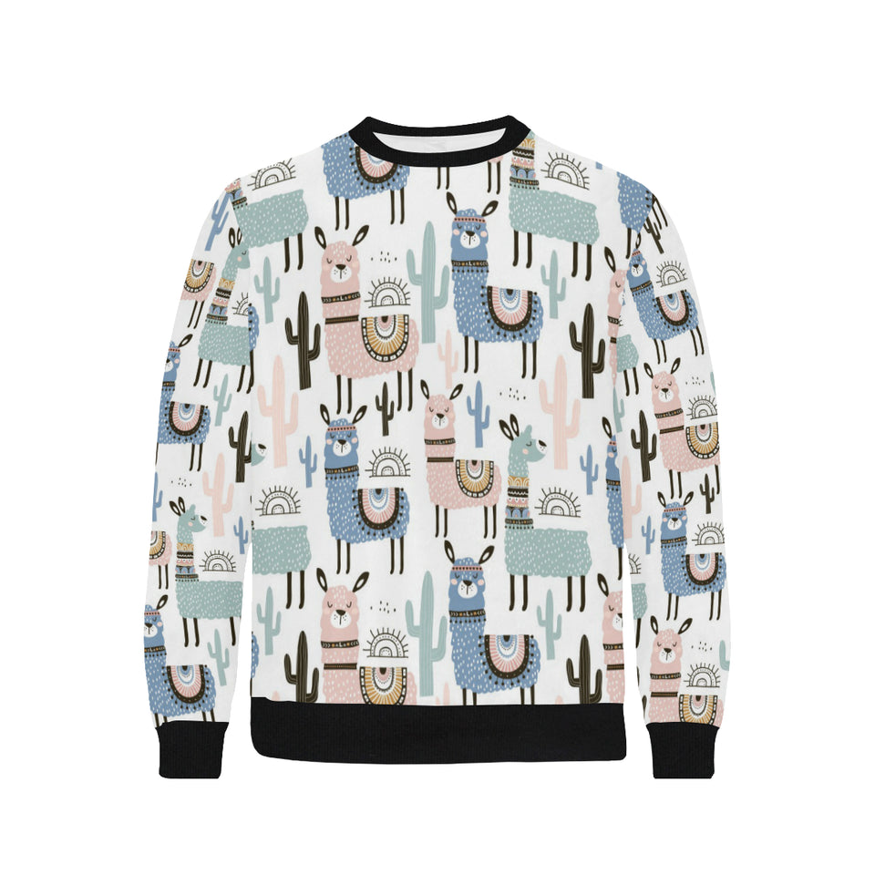 lama Alpaca cactus hand drawn pattern Men's Crew Neck Sweatshirt