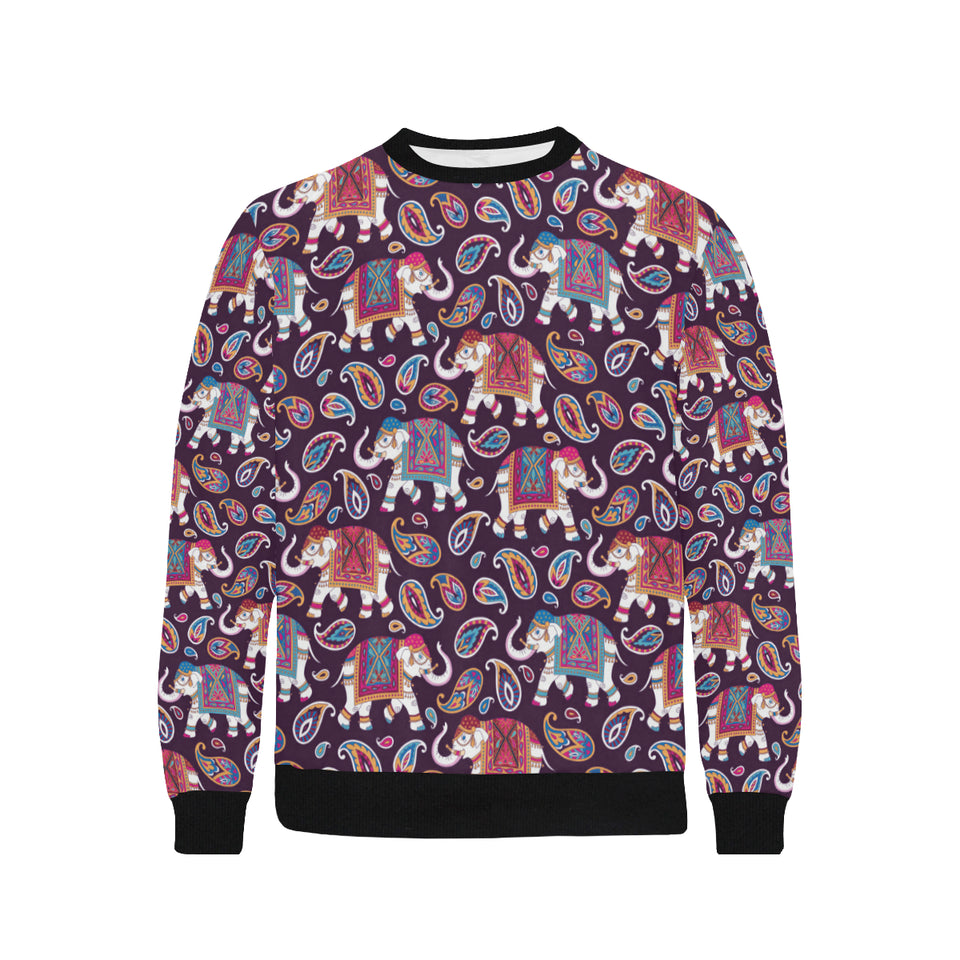 Elephant indian style ornament pattern Men's Crew Neck Sweatshirt