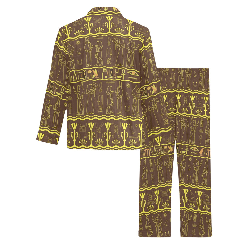 Egypt Hieroglyphics Pattern Print Design 03 Men's Long Pajama Set