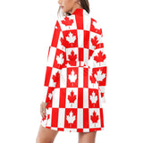 Canada Pattern Print Design 05 Women's Long Sleeve Belted Night Robe