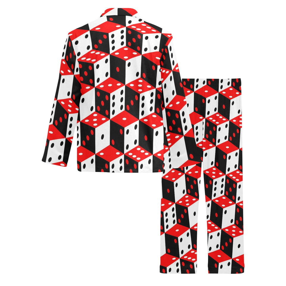 Dice Pattern Print Design 02 Men's Long Pajama Set