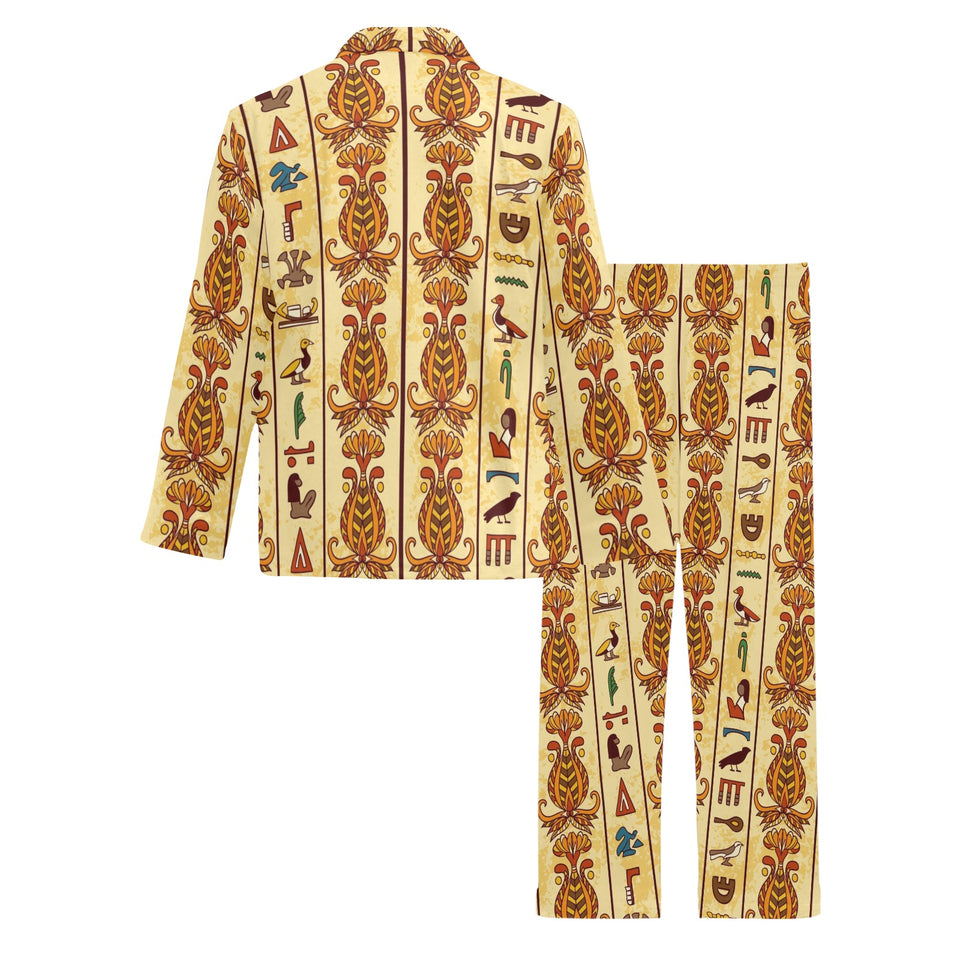 Egypt Hieroglyphics Pattern Print Design 04 Men's Long Pajama Set