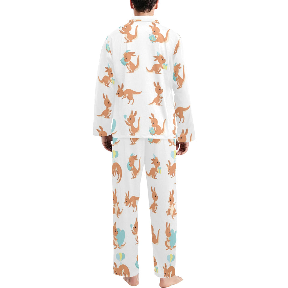 Cute Kangaroo pattern Men's Long Pajama Set