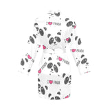 Hand Drawn faces of pandas pattern Women's Long Sleeve Belted Night Robe
