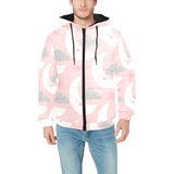 Cute moon cloud star pattern pink dot background Men's Padded Hooded Jacket