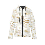 Beautiful gold japanese pattern Women's Padded Hooded Jacket