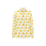 oranges leaves pattern Women's Long Sleeve Polo Shirt
