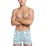 Cute rainbow clound star pattern blue background Men's Swimming Trunks