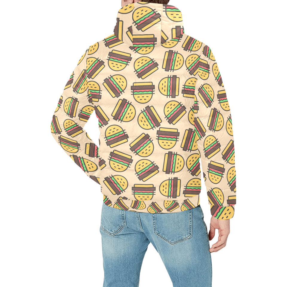 Hamburger Pattern Print Design 01 Men's Padded Hooded Jacket