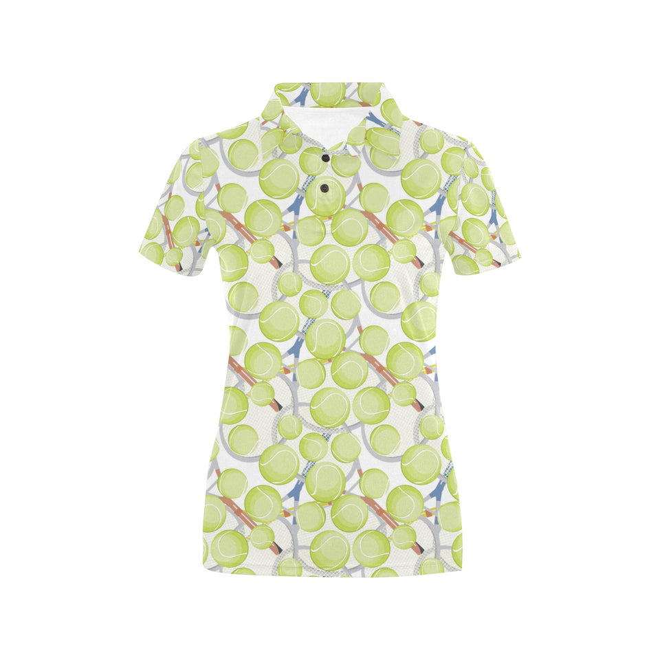 Tennis Pattern Print Design 01 Women's All Over Print Polo Shirt