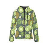 Whole sliced kiwi leave and flower Women's Padded Hooded Jacket