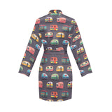 Camper Van Pattern Print Design 02 Women's Long Sleeve Belted Night Robe