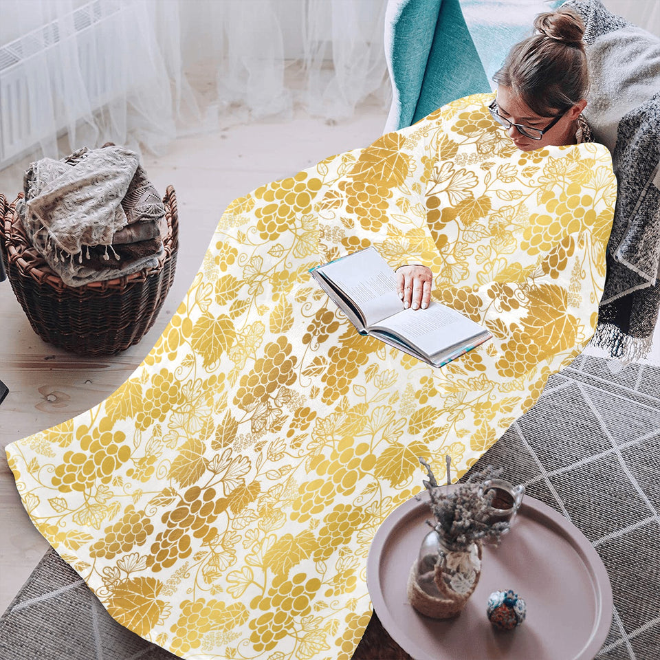Gold grape pattern Blanket Robe with Sleeves