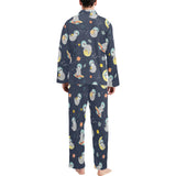 Cute sloth astronaut star planet rocket pattern Men's Long Pajama Set