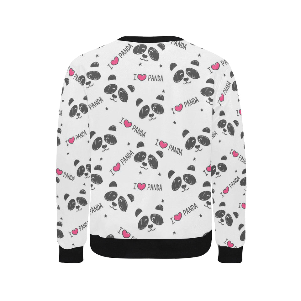 Hand Drawn faces of pandas pattern Men's Crew Neck Sweatshirt