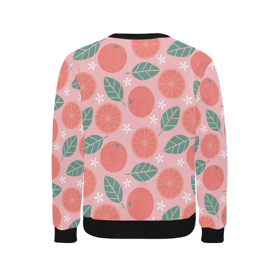 Grapefruit leaves flower pink background Men's Crew Neck Sweatshirt