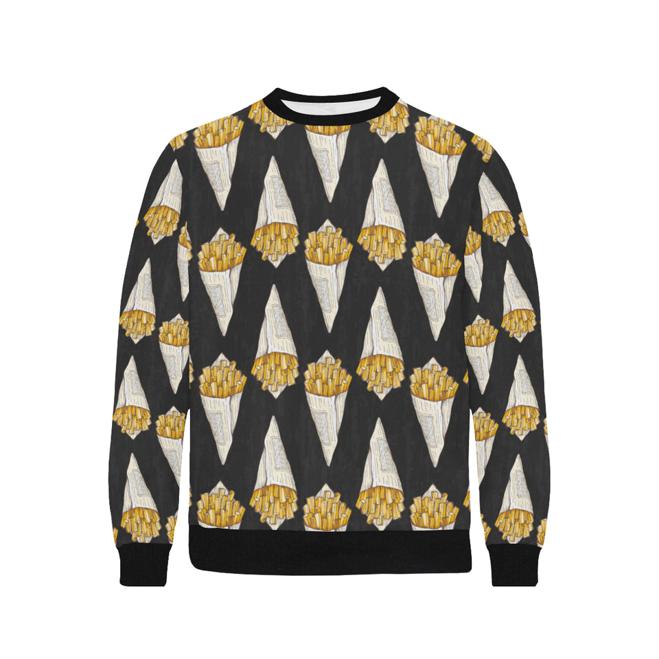 French fries dark background Men's Crew Neck Sweatshirt