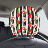 red and white tulips pattern Car Headrest Cover