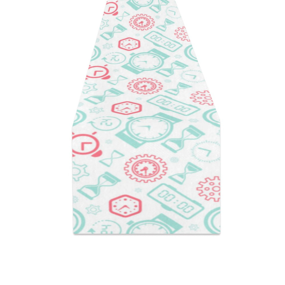 Clock time pattern blackground Table Runner