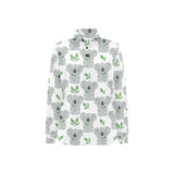 Hand drawn Koala leaves pattern Women's Long Sleeve Polo Shirt