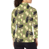 Eggplant Pattern Print Design 02 Women's Long Sleeve Polo Shirt