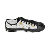 hand drawn gold black star pattern Kids' Boys' Girls' Low Top Canvas Shoes Black