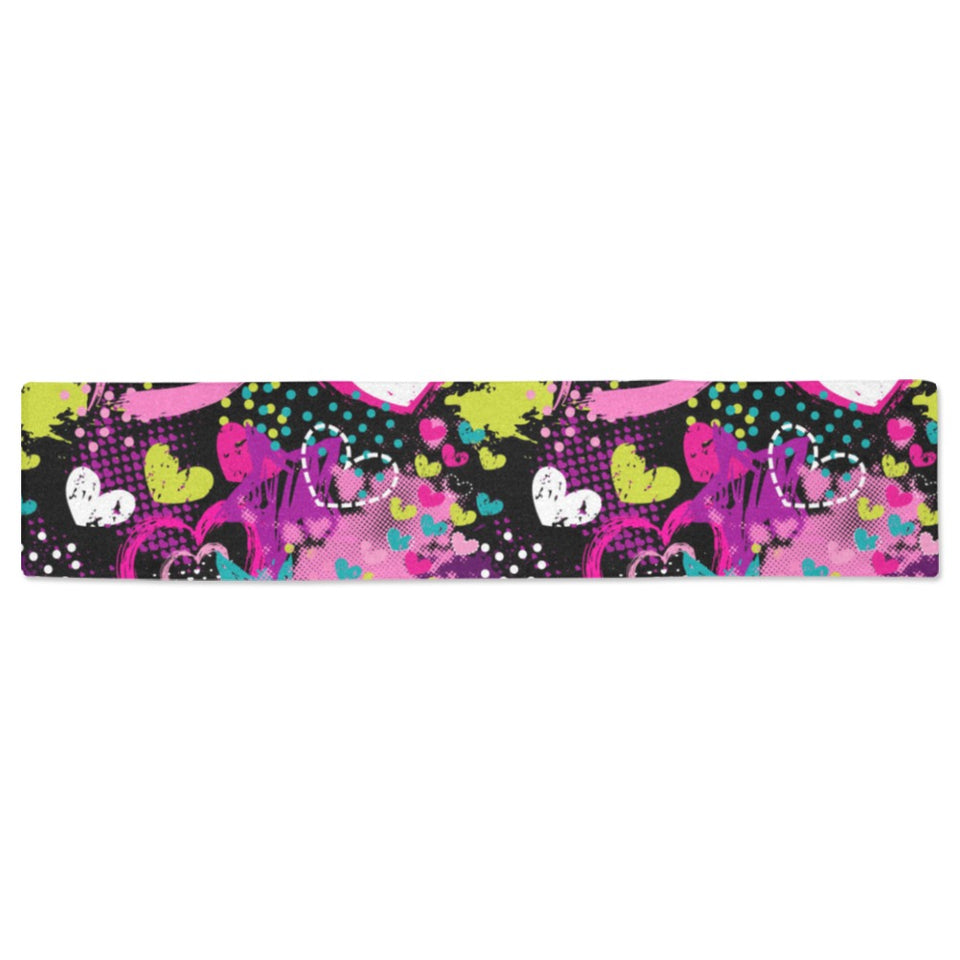 heart dot wave star creative design pattern Table Runner