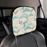 Bonsai bamboo stork japanese pattern cream theme Car Headrest Cover
