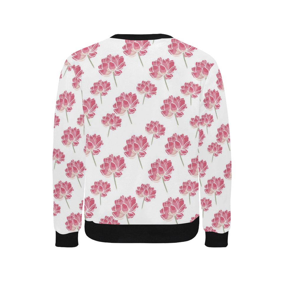 Pink lotus waterlily pattern Men's Crew Neck Sweatshirt