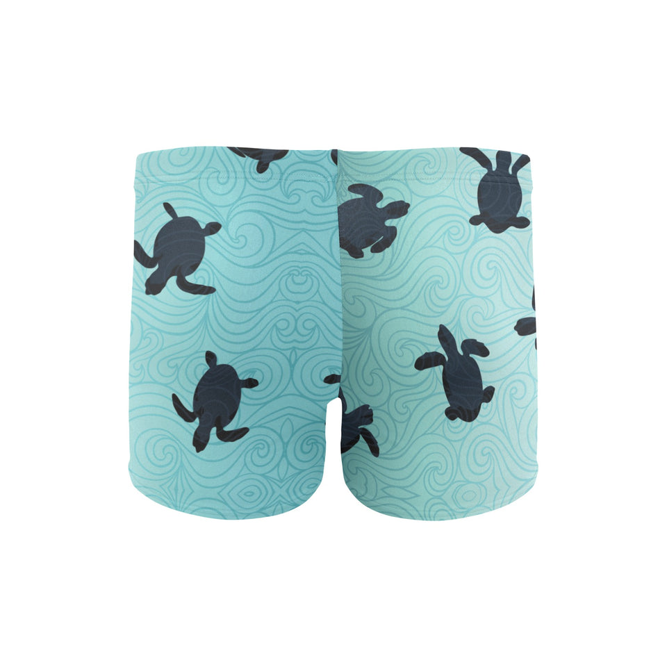 Sea turtle with blue ocean backgroud Men's Swimming Trunks