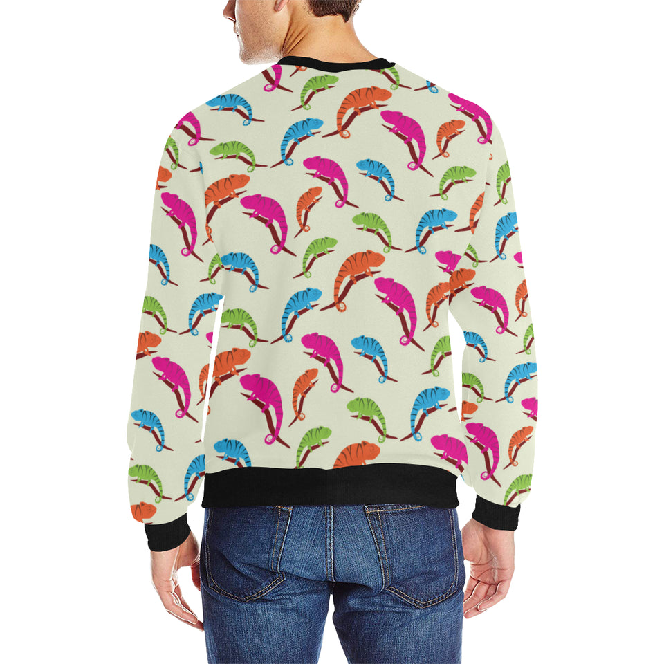 Colorful Chameleon lizard pattern Men's Crew Neck Sweatshirt