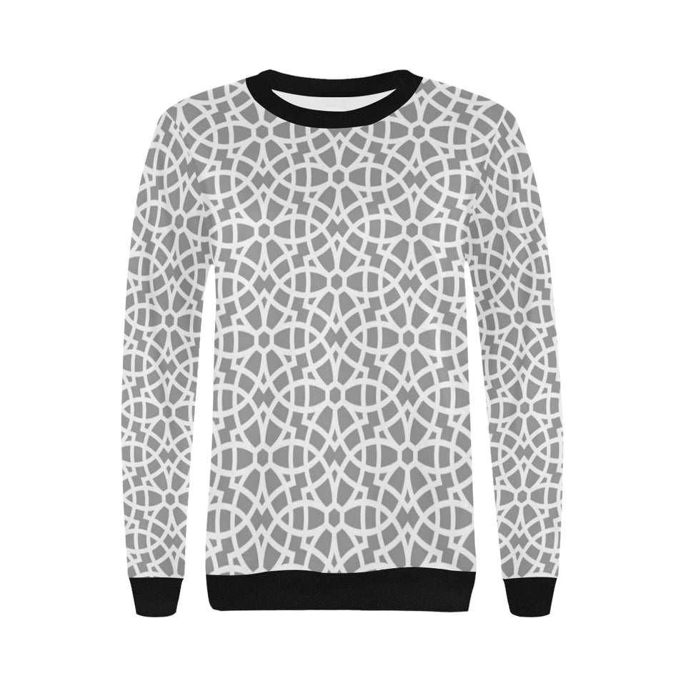 arabic gray pattern Women's Crew Neck Sweatshirt