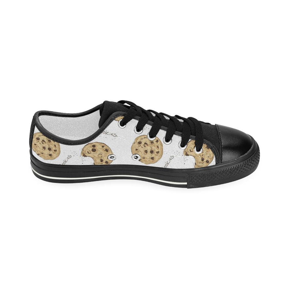 Sketch style cookie pattern Kids' Boys' Girls' Low Top Canvas Shoes Black