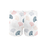 Black Gray Cream coral ginkgo leaves pattern Men's Swimming Trunks