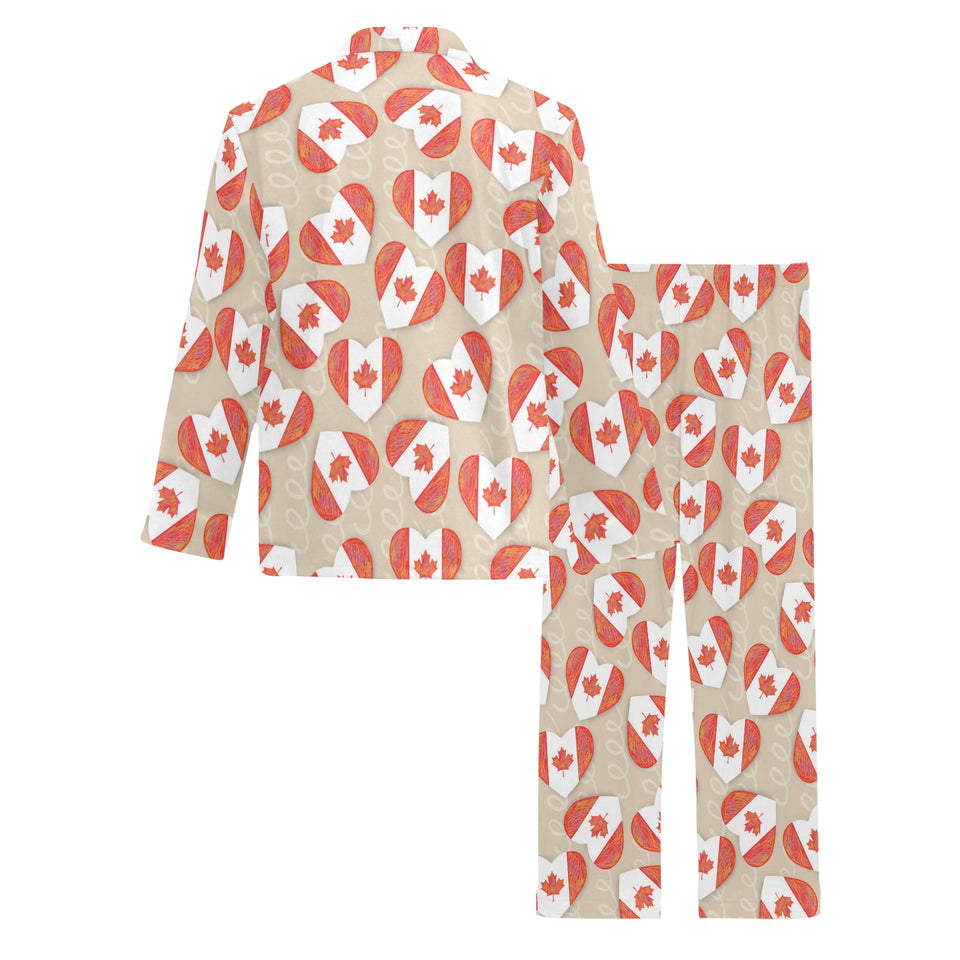 Canada Pattern Print Design 01 Men's Long Pajama Set