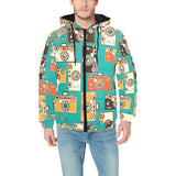 Camera Pattern Print Design 03 Men's Padded Hooded Jacket