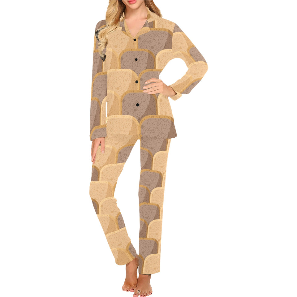 Bread Toast Pattern Print Design 04 Women's Long Pajama Set