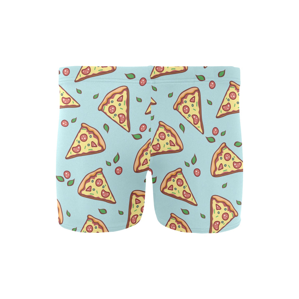 Hand drawn pizza blue background Men's Swimming Trunks
