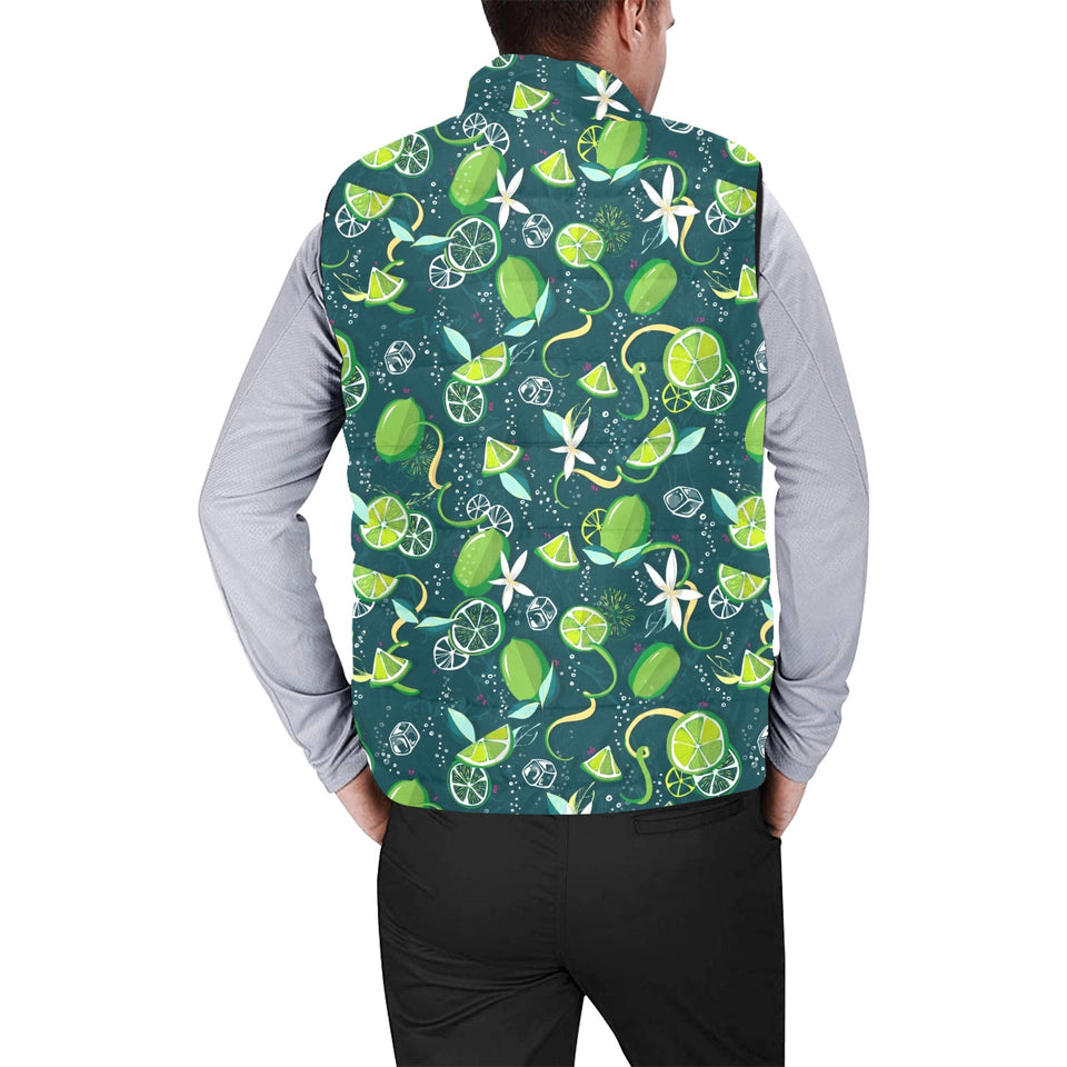 Lime ice flower pattern Men's Padded Vest
