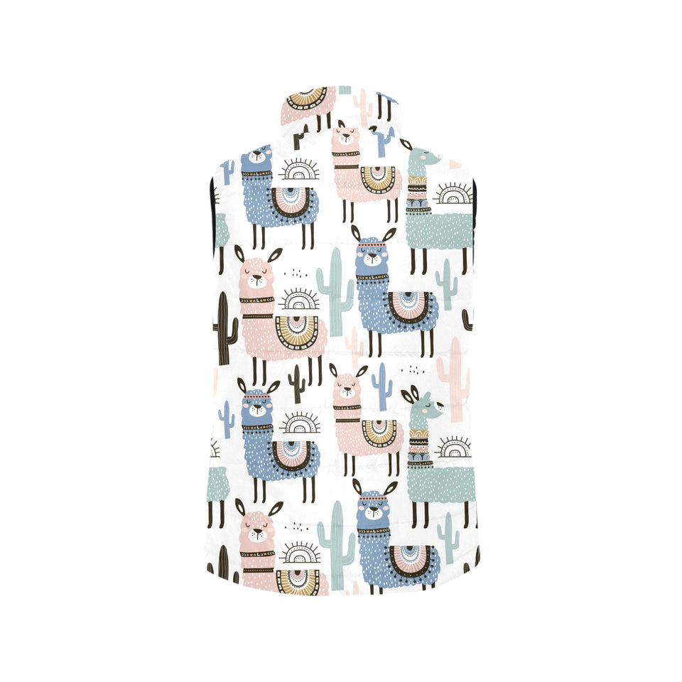 lama Alpaca cactus hand drawn pattern Men's Padded Vest