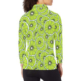 Slices of Lime design pattern Women's Long Sleeve Polo Shirt