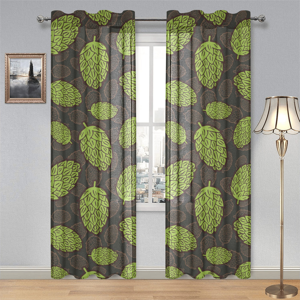 Hop pattern black background Gauze Curtain
