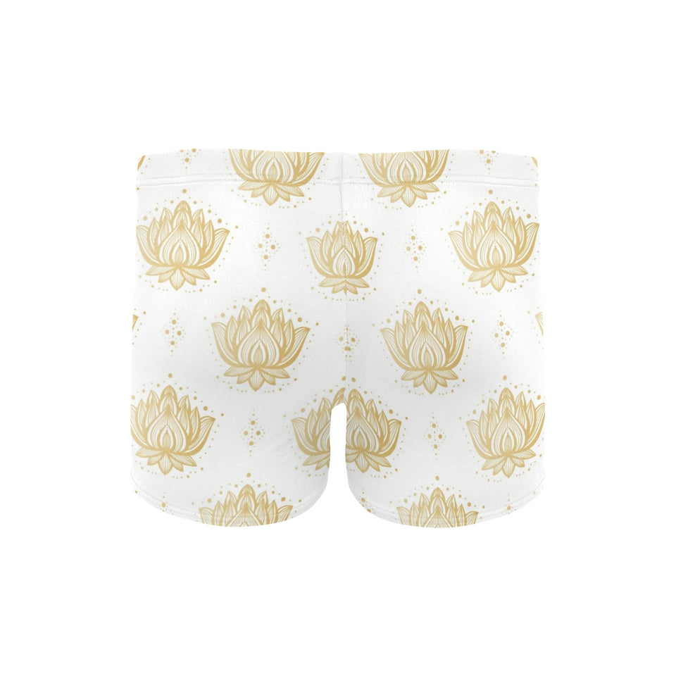 Gold Ornamental lotue waterlily symbol pattern Men's Swimming Trunks