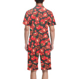 Tomato black background Men's V-Neck Short Pajama Set