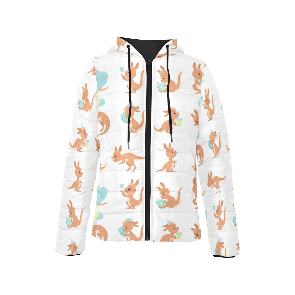 Cute Kangaroo pattern Women's Padded Hooded Jacket
